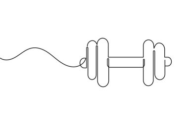 Dumbbell aralıksız tek satır sanat çizimi halter vektör illüstrasyonu