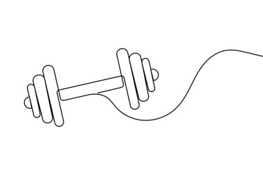Dumbbell aralıksız tek satır sanat çizimi halter vektör illüstrasyonu