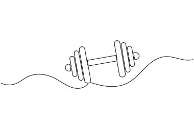 Dumbbell aralıksız tek satır sanat çizimi halter vektör illüstrasyonu