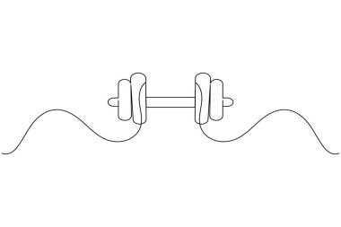 Dumbbell aralıksız tek satır sanat çizimi halter vektör illüstrasyonu