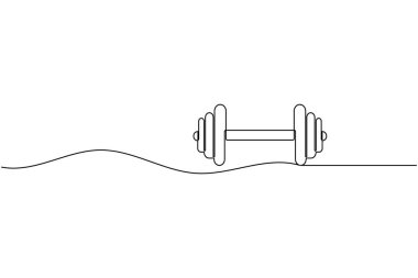 Dumbbell aralıksız tek satır sanat çizimi halter vektör illüstrasyonu