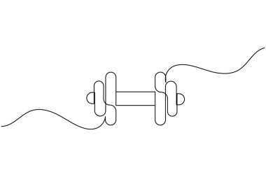 Dumbbell aralıksız tek satır sanat çizimi halter vektör illüstrasyonu