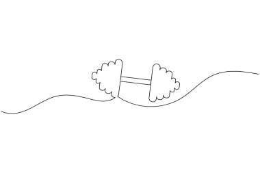 Dumbbell aralıksız tek satır sanat çizimi halter vektör illüstrasyonu