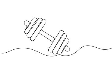 Dumbbell aralıksız tek satır sanat çizimi halter vektör illüstrasyonu