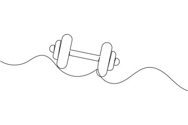 Dumbbell aralıksız tek satır sanat çizimi halter vektör illüstrasyonu