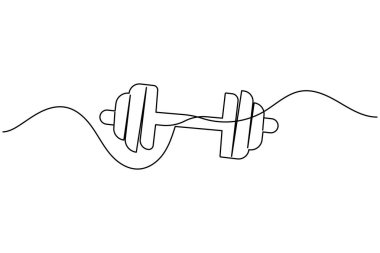 Dumbbell aralıksız tek satır sanat çizimi halter vektör illüstrasyonu