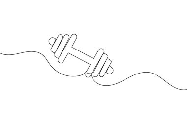 Dumbbell aralıksız tek satır sanat çizimi halter vektör illüstrasyonu