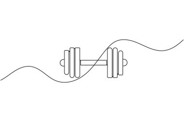 Dumbbell aralıksız tek satır sanat çizimi halter vektör illüstrasyonu