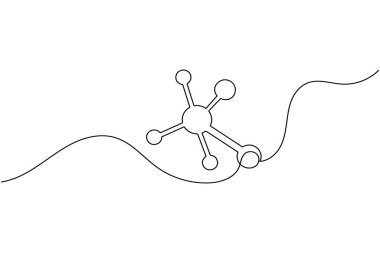Molekül yapısı, kimya bilimi vektör illüstrasyonunu çizen tek çizgi halinde devam ediyor
