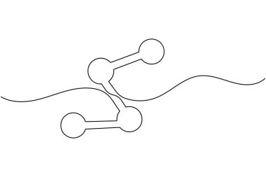 Molekül yapısı, kimya bilimi vektör illüstrasyonunu çizen tek çizgi halinde devam ediyor