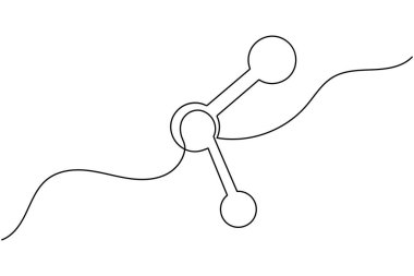 Molekül yapısı, kimya bilimi vektör illüstrasyonunu çizen tek çizgi halinde devam ediyor