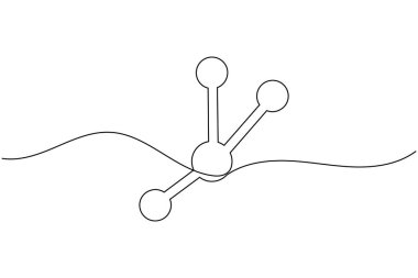 Molekül yapısı, kimya bilimi vektör illüstrasyonunu çizen tek çizgi halinde devam ediyor
