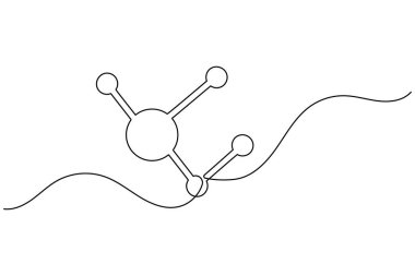 Molekül yapısı, kimya bilimi vektör illüstrasyonunu çizen tek çizgi halinde devam ediyor