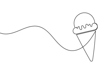 Dondurma külahı aralıksız tek sıra halinde tatlı yemek çizer.