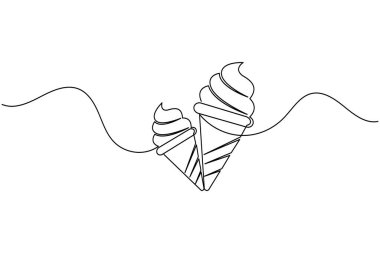 Dondurma külahı aralıksız tek sıra halinde tatlı yemek çizer.