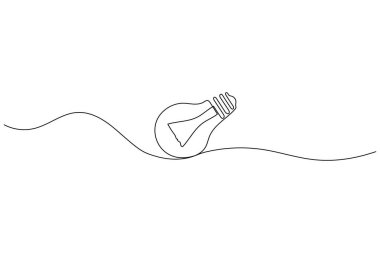 Ampul ve kağıt uçak aralıksız çizim konsepti ve minimalist stil ana hatlı iş simgesini izole eder