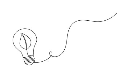 Ampul ve kağıt uçak aralıksız çizim konsepti ve minimalist stil ana hatlı iş simgesini izole eder