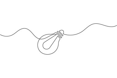 Ampul ve kağıt uçak aralıksız çizim konsepti ve minimalist stil ana hatlı iş simgesini izole eder