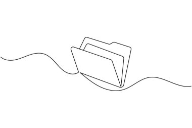 Folder icon continuous one line art drawing of business record file vector illustration