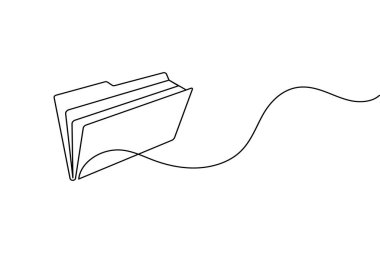 Folder icon continuous one line art drawing of business record file vector illustration