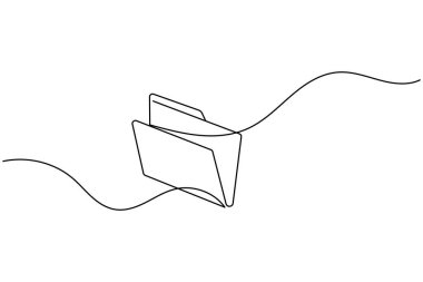 Folder icon continuous one line art drawing of business record file vector illustration