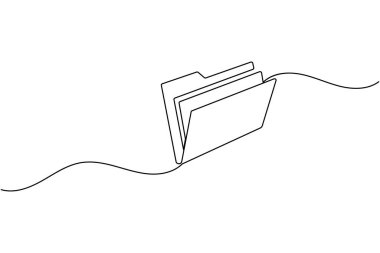 Folder icon continuous one line art drawing of business record file vector illustration