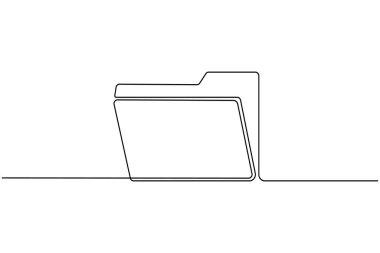 Folder icon continuous one line art drawing of business record file vector illustration