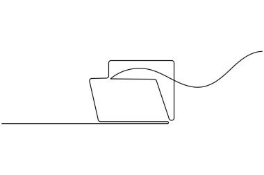 Folder icon continuous one line art drawing of business record file vector illustration