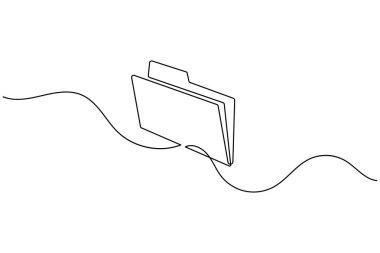 Folder icon continuous one line art drawing of business record file vector illustration
