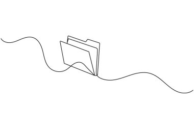Folder icon continuous one line art drawing of business record file vector illustration