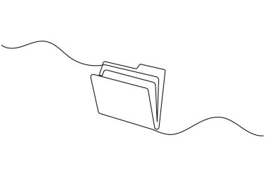 Folder icon continuous one line art drawing of business record file vector illustration