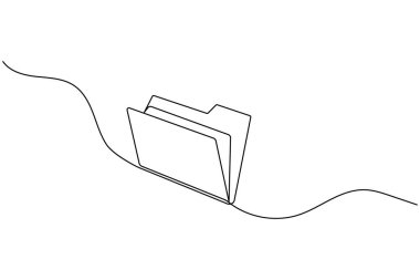Folder icon continuous one line art drawing of business record file vector illustration