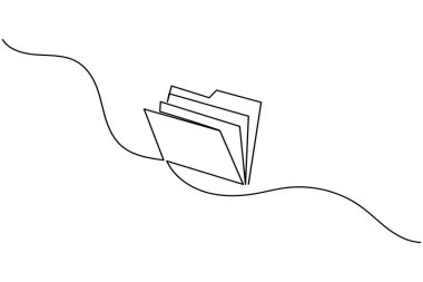 Folder icon continuous one line art drawing of business record file vector illustration