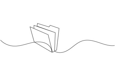 Folder icon continuous one line art drawing of business record file vector illustration