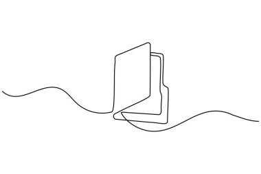 Folder icon continuous one line art drawing of business record file vector illustration