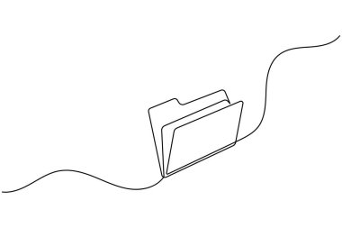 Folder icon continuous one line art drawing of business record file vector illustration