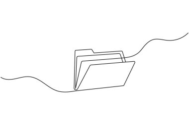 Folder icon continuous one line art drawing of business record file vector illustration