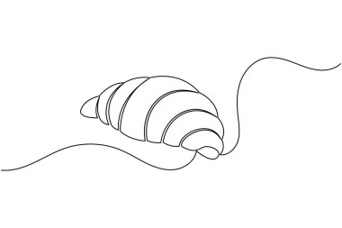 Croissant continuous one line drawing minimalist bakery pastry illustration