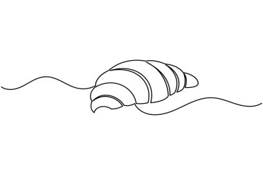 Croissant continuous one line drawing minimalist bakery pastry illustration