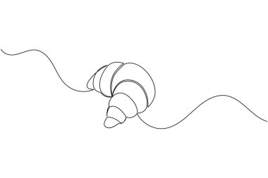 Croissant continuous one line drawing minimalist bakery pastry illustration
