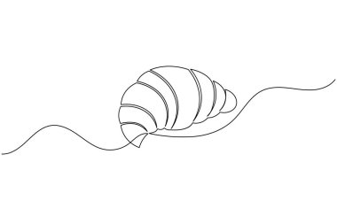 Croissant continuous one line drawing minimalist bakery pastry illustration