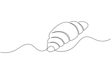 Croissant continuous one line drawing minimalist bakery pastry illustration