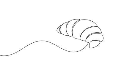 Croissant continuous one line drawing minimalist bakery pastry illustration