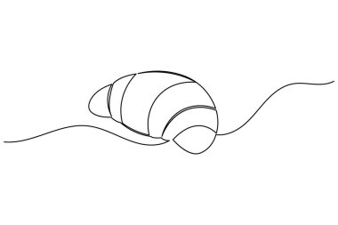 Croissant continuous one line drawing minimalist bakery pastry illustration