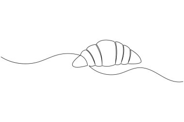 Croissant continuous one line drawing minimalist bakery pastry illustration