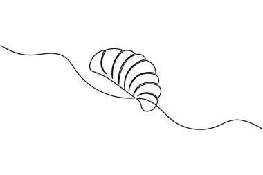 Croissant continuous one line drawing minimalist bakery pastry illustration