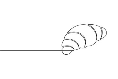 Croissant continuous one line drawing minimalist bakery pastry illustration
