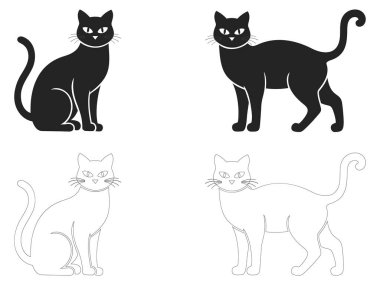 El çizimi kedi silueti çizimi