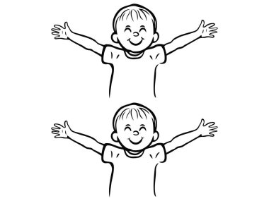 Gülümseyen genç çocuk yaşam vektör sanatının tadını çıkarıyor