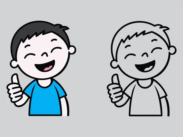 Gülümseyen genç çocuk yaşam vektör sanatının tadını çıkarıyor